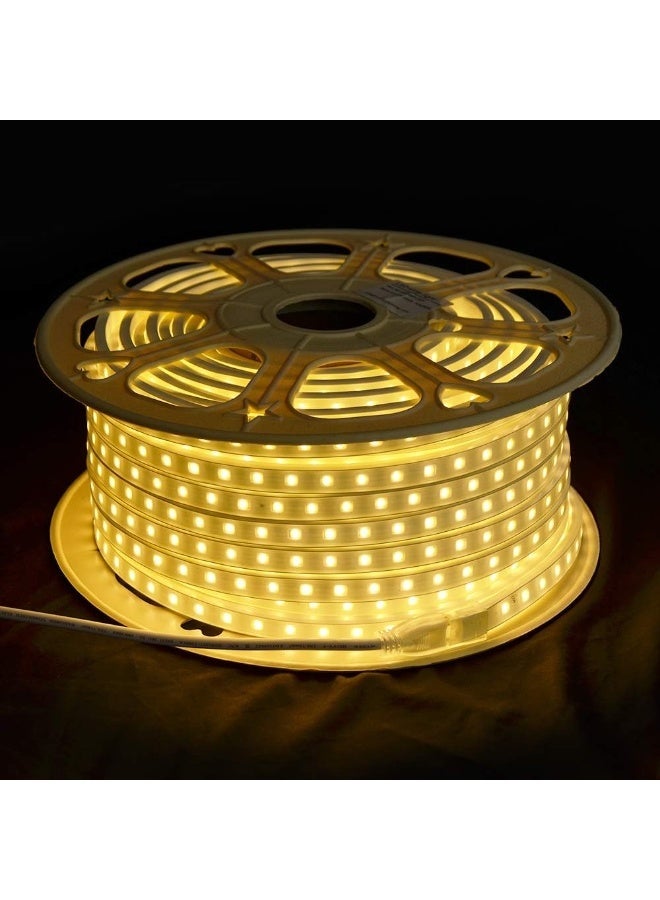 50M LED Strip Light Roll Warm White | 220V Direct Plug Waterproof Rope Light | Flexible Indoor & Outdoor Decorative Lighting, 3000K - Image 1